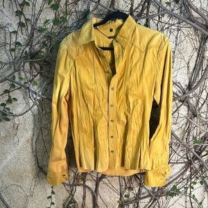 Roberto Cavalli Western Mustard Leather Jacket